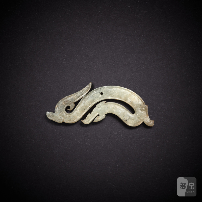 A pale celadon jade 'dragon' pendant, Eastern Zhou dynasty, Spring and Autumn period | 東周春秋 青白玉龍形珮
